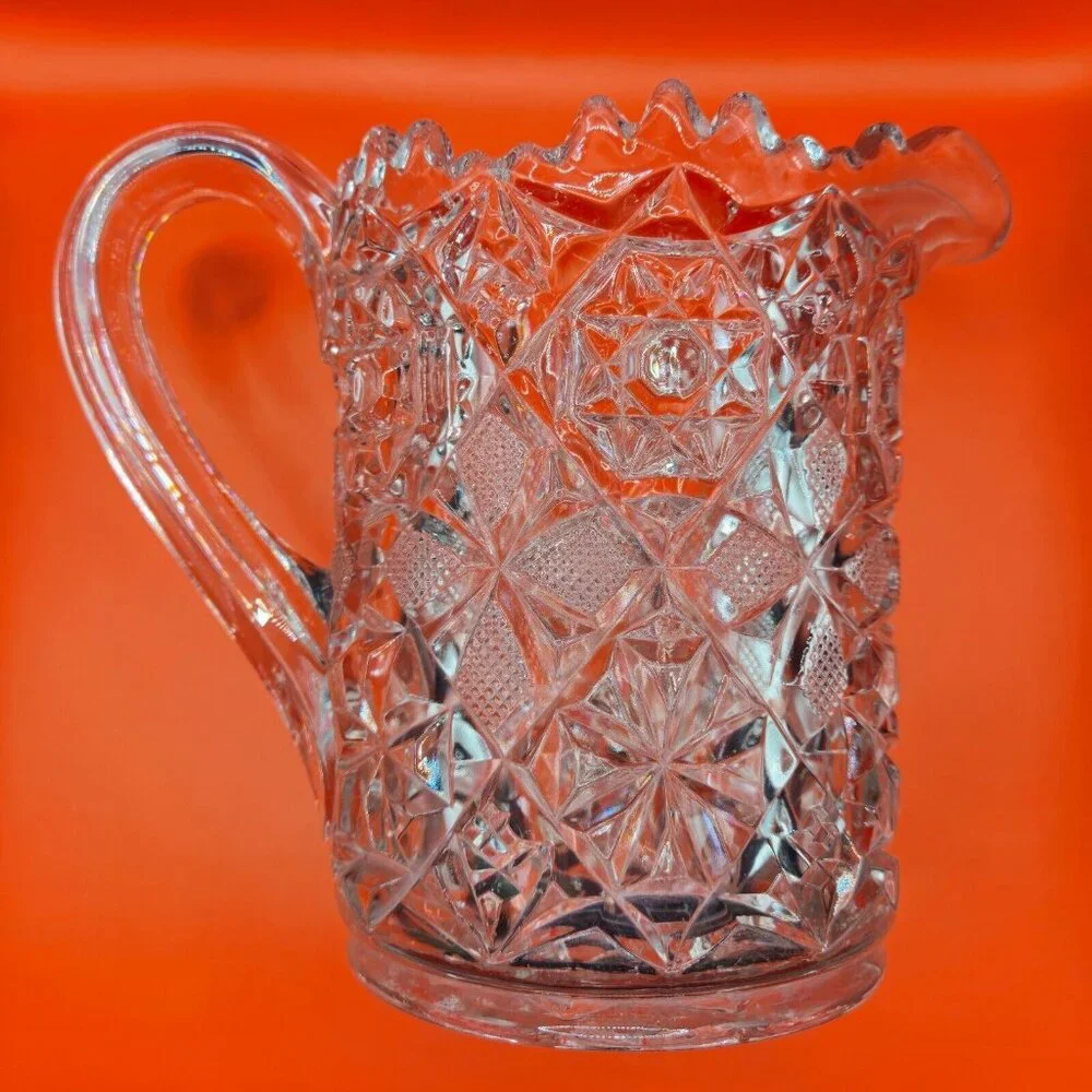Antique‎ American Brilliant Lead Crystal Cut Glass Pitcher (A31)